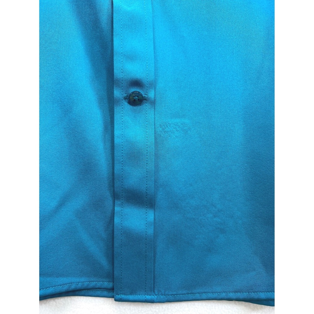 Flex Mens Luxury Collection Teal Blue Long Sleeve Button Down Dress Shirt XL - Picture 6 of 14